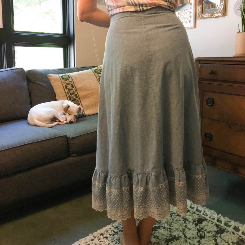VINTAGE • Prairie Skirt Denim Ralph Lauren